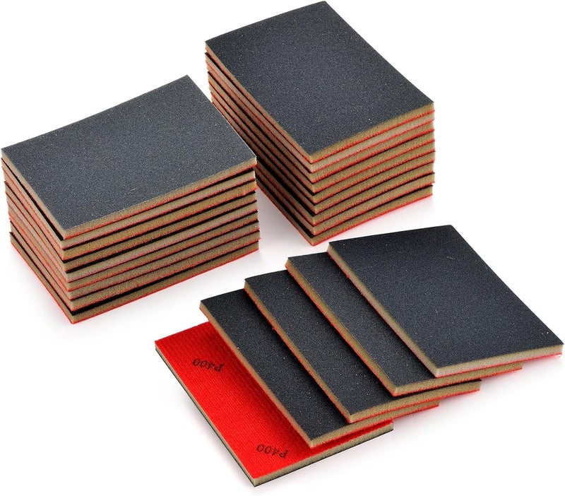 MAXMAN 20PCS Sanding Sponge Set, 400 Grit Soft Foam Hand Sander Block, 3x4 Inch Wet Dry Sandpaper, Ultra Fine Sandpaper Sponge, Reusable Sanding Pads for Metal Wood Furniture Models Drywall Polishing - Image 1